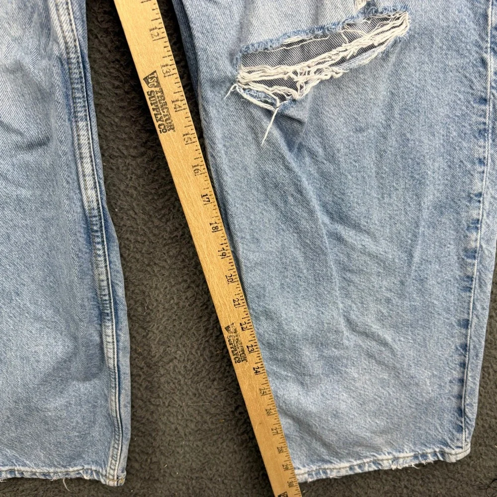 H&M &Denim Baggy Loose Fit High Waist Distressed Light Wash Jeans US 6